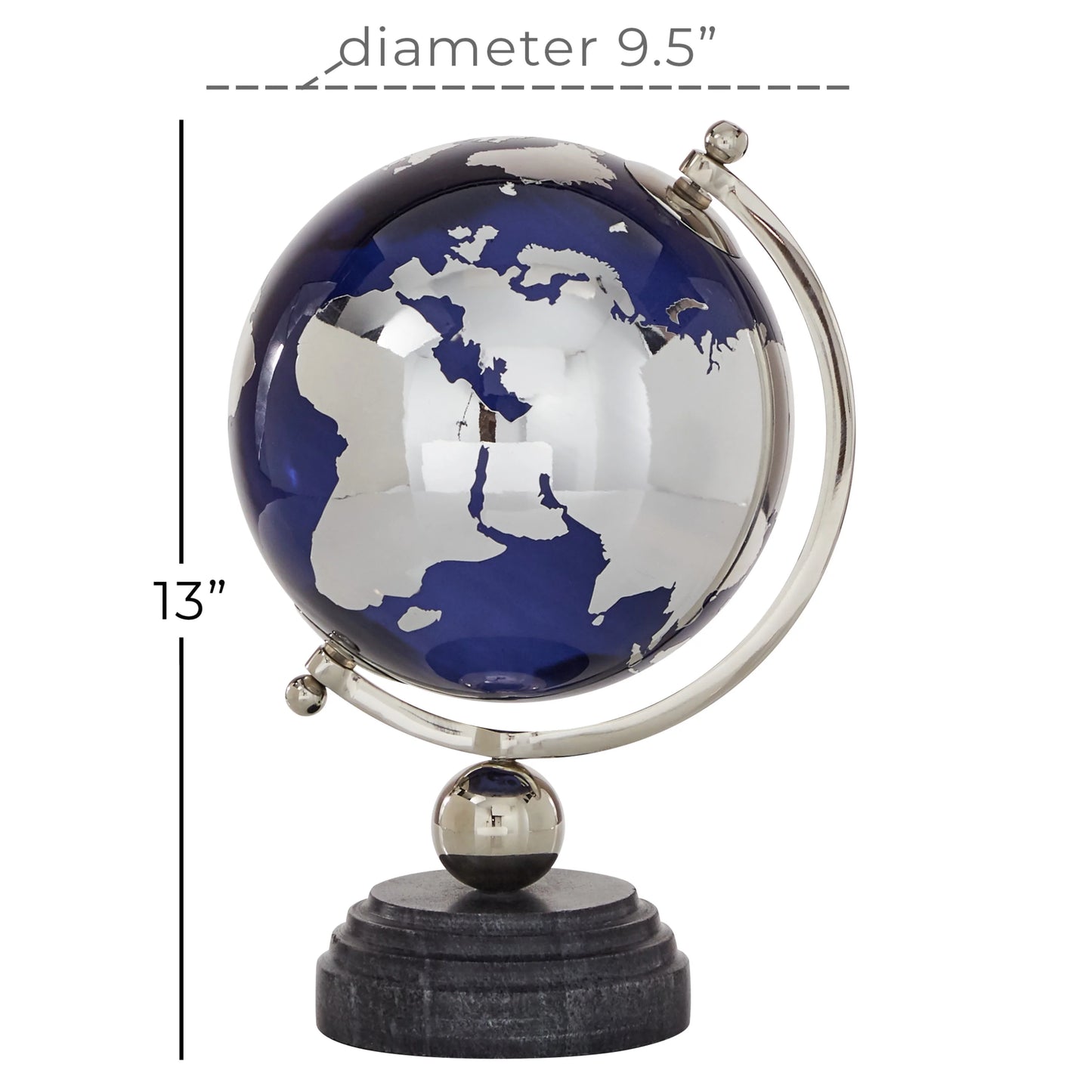 DecMode 8" Blue Globe with Silver Accents