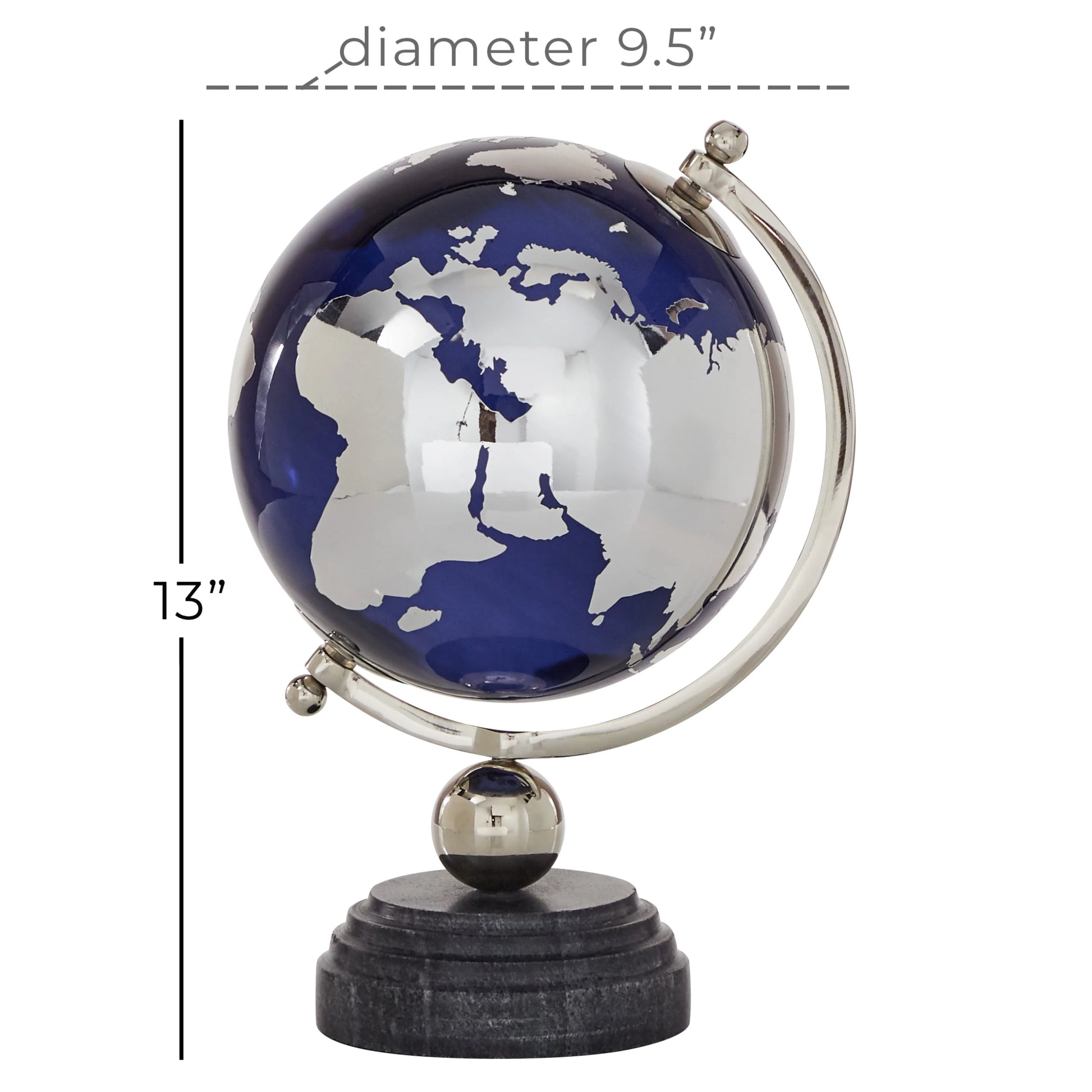 DecMode 8" Blue Globe with Silver Accents