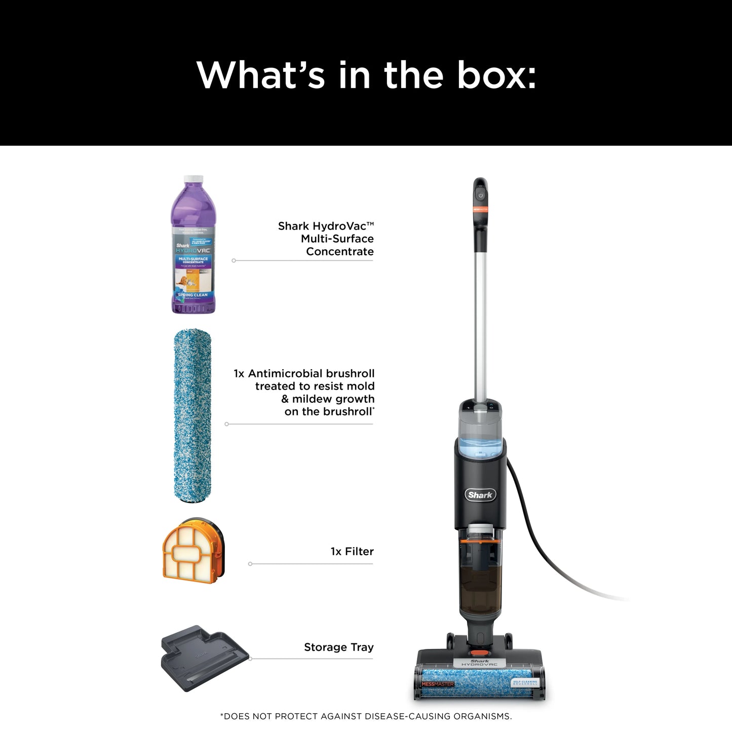 Shark HydroVac MessMaster Wet Dry Corded Vacuum Cleaner, 3-in-1 Multi-Surface Vacuum Mop & Self-Cleaning System, Lightweight, Powerful Suction, for Hard Floors & Area Rugs, WD160