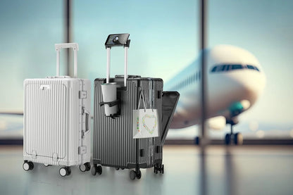 Carry-On Luggage with USB Charging Port, Front Compartment, TSA Lock, Airline Approved Carry On Hardside Suitcase with Spinner Wheels (Grey, 20inch)