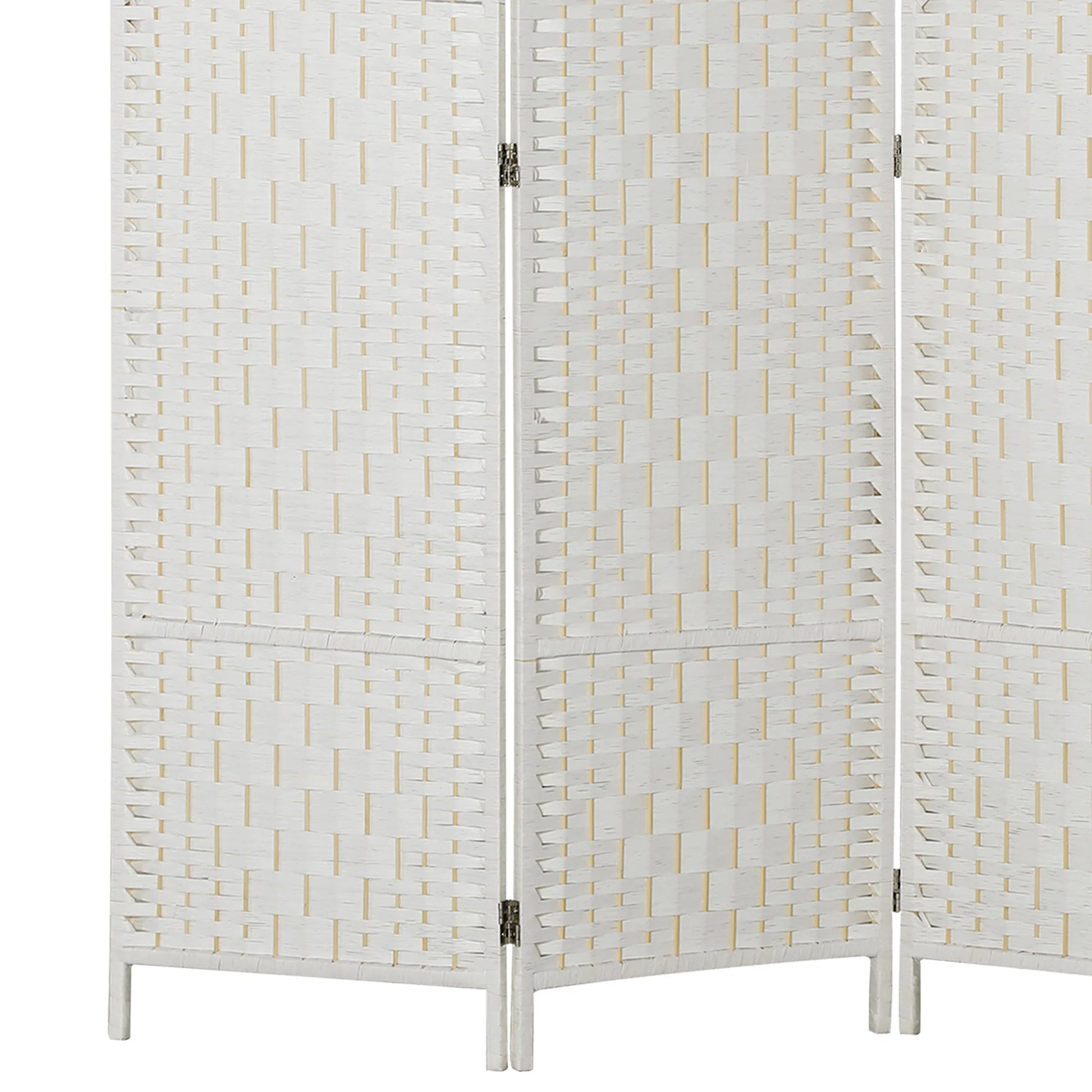 HOMCOM Room Divider, 3 Panel Folding Privacy Screen, 6FT Tall Portable Wicker Weave Partition Wall Divider for Bedroom, Home Office, White