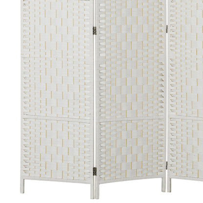 HOMCOM Room Divider, 3 Panel Folding Privacy Screen, 6FT Tall Portable Wicker Weave Partition Wall Divider for Bedroom, Home Office, White