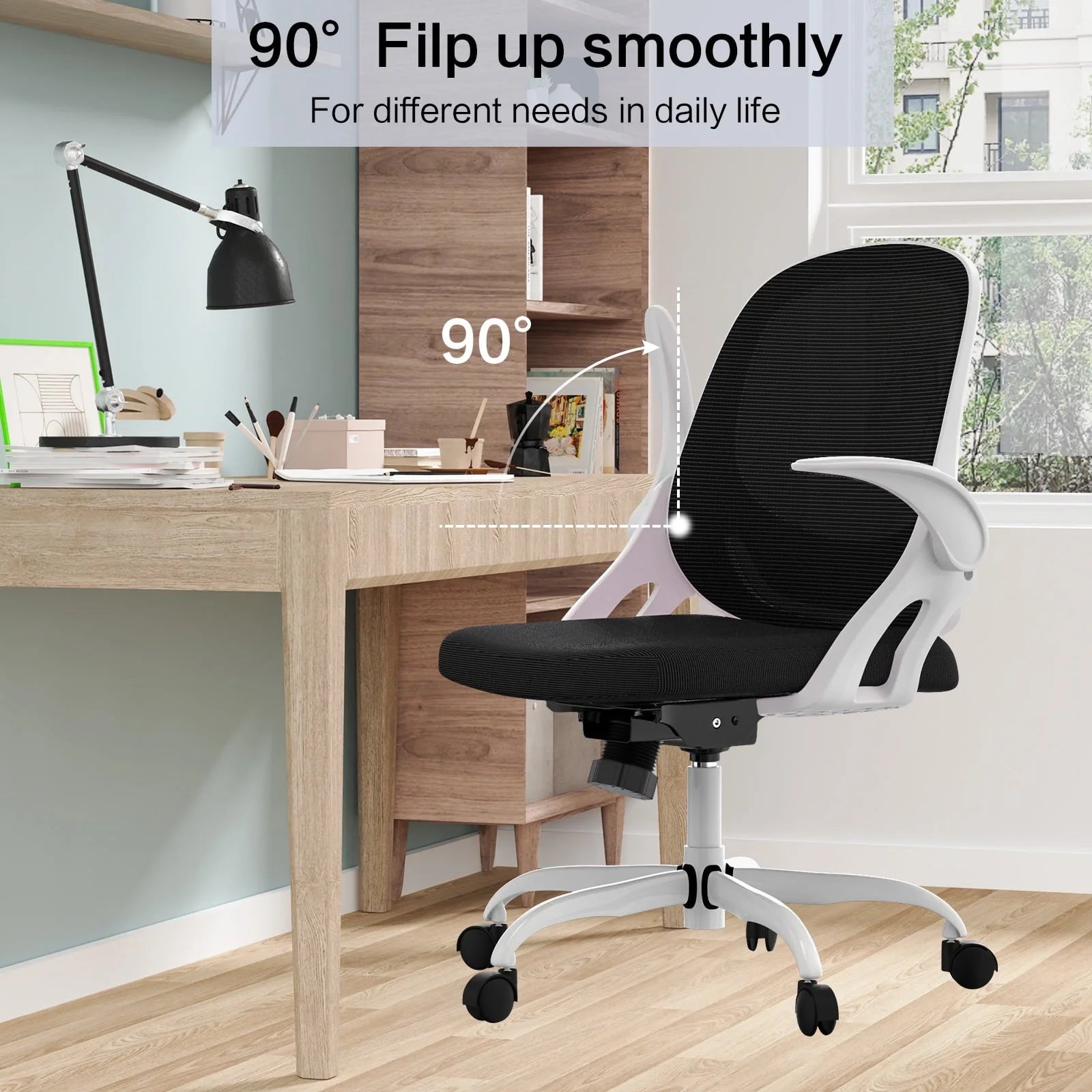 Home Office Chair Work Desk Chair Comfort Ergonomic Swivel Computer Chair, Breathable Mesh Desk Chair, Lumbar Support Task Chair,Adjustable Height,White