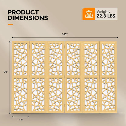 VINGLI 70'' H Room Divider, Non-Woven Fabric Privacy Screen, Indoor Partition Wall Dividers, Freestanding Hinged Space Separator with Modern Unique Pattern