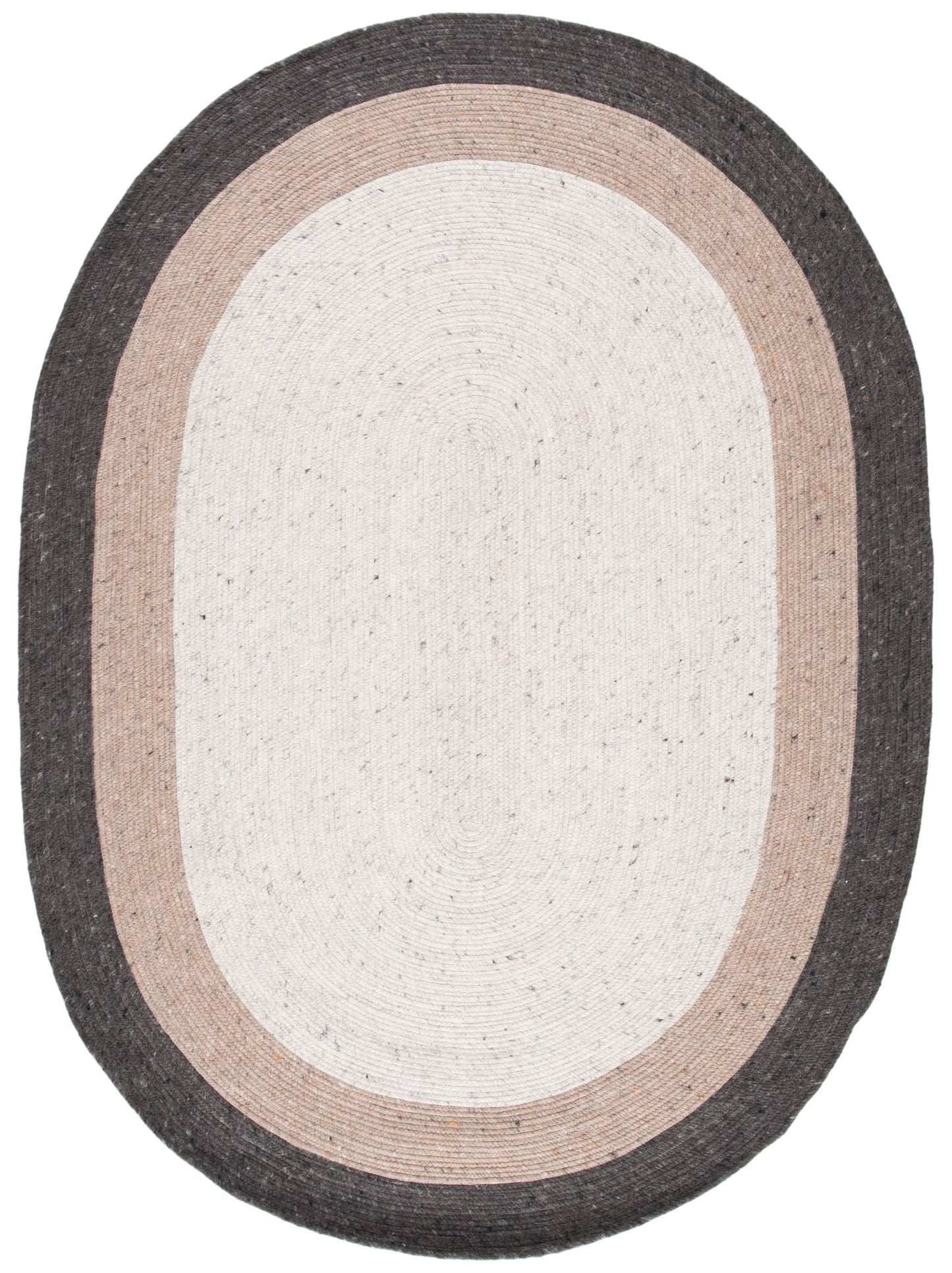 SAFAVIEH Braided Nazca Geometric Reversible Area Rug, Grey/Ivory, 6' x 9' Oval