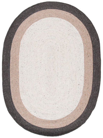 SAFAVIEH Braided Nazca Geometric Reversible Area Rug, Grey/Ivory, 6' x 9' Oval