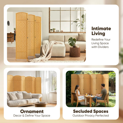 Jostyle Room Divider 6ft. Tall Extra Wide Privacy Screen, Folding Privacy Screens Freestanding Nature