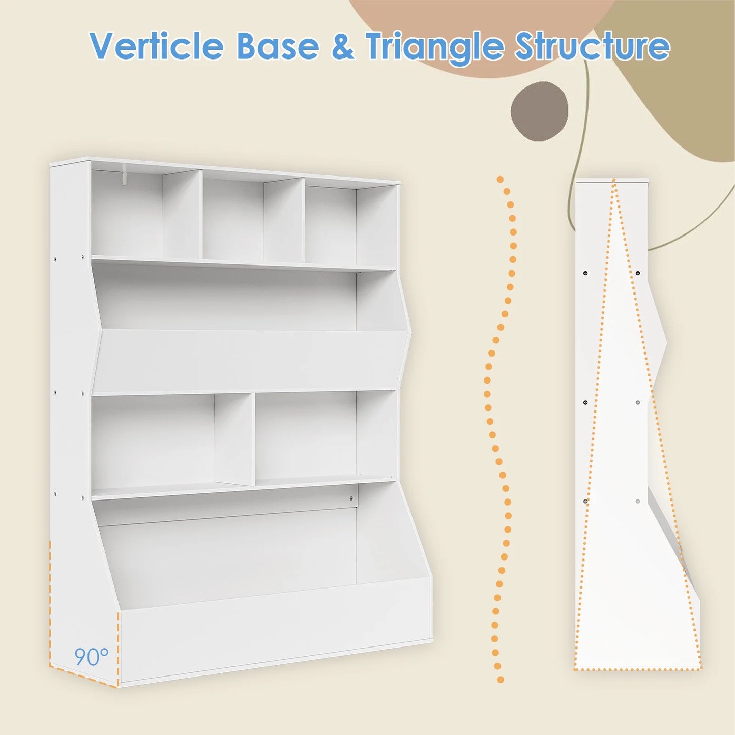 Arlopu Kid's Toy Storage Cabinet Wood Kids Bookshelf Toddler Toy Storage Organizer for Playroom, Bedroom, Living Room, Nursery