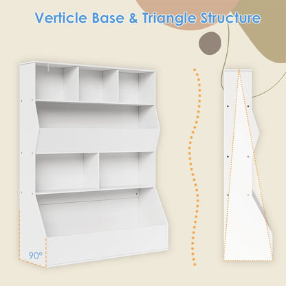 Arlopu Kid's Toy Storage Cabinet Wood Kids Bookshelf Toddler Toy Storage Organizer for Playroom, Bedroom, Living Room, Nursery