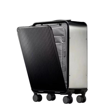 All Aluminum Magnesium Alloy Hardside Carry on Luggage Airline Approved, Zipperless Metal Hardshell Suitcases with Spinner Wheels, Checked Metal Rolling Luggage for Travel, Business