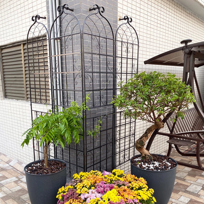 Miniyam 4 Pack Garden Trellis for Climbing Plants, 86.7" X 19.7" Rustproof Sturdy Black Iron Trellis for Potted Plants