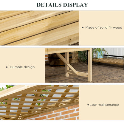 DUOSONG Outsunny Patio Garden Bench Arbor Arch With Pergola And 2 Trellises, 3 Seat Natural Wooden Outdoor Bench For Grape Vines & Climbing Plants, Backyard Decor, Natural Natural Wood Garden &