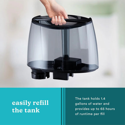 Homedics TotalComfort Plus Ultrasonic Air Humidifier, 5.3L Water Tank with Warm and Cool Mist for Home, Office, Nursery, Dorm, Night-Light with Auto Shutoff