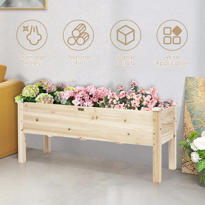 Costway Raised Garden Bed Elevated Planter Box Wood for Vegetable Flower Herb