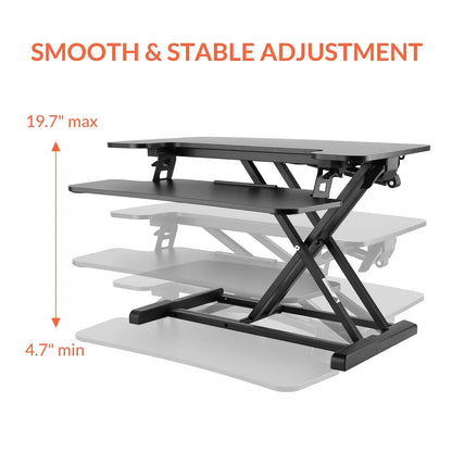 FLEXISPOT Home Office Height Adjustable Standing Desk Converter Black 32" U-Shape with Keyboard Tray