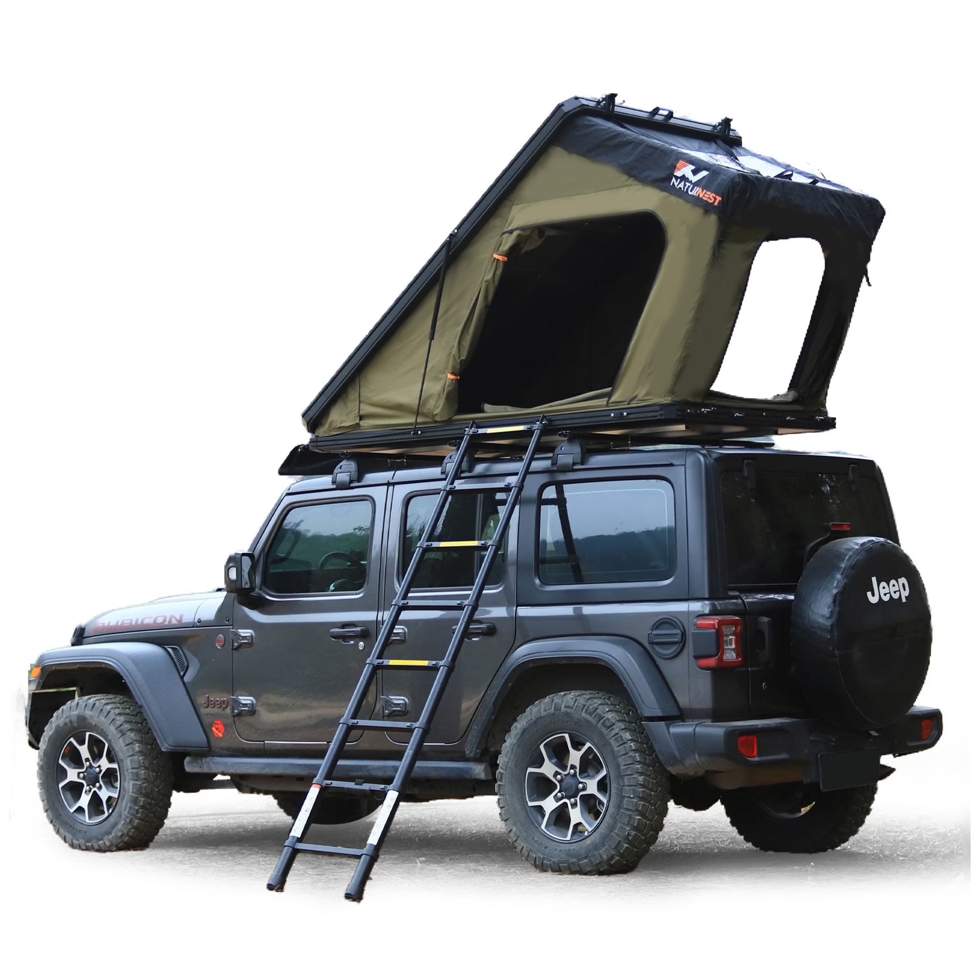 Naturnest Rooftop Tent Hardshell, Enlarged Area Roof Top Tent with Luggage Rack, Roof Tent for Vans, Jeeps, SUVs, Trucks, Camping Roof Tent Hard Shell Roof Tent, Camping, 2-3 Person Tent (Black)