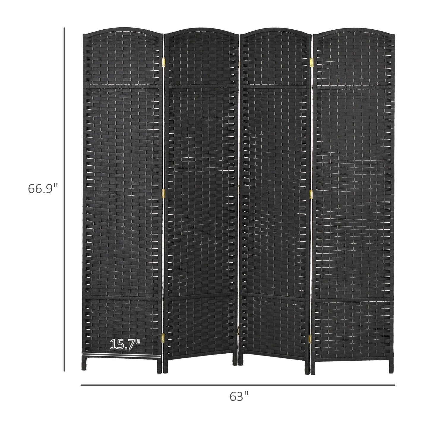 Privacy Screen HOMCOM Room Divider, 4 Panel Folding Privacy Screen, 5.6' Tall Freestanding Partition for Home Office, Bedroom, Black,Outdoor Privacy Screen