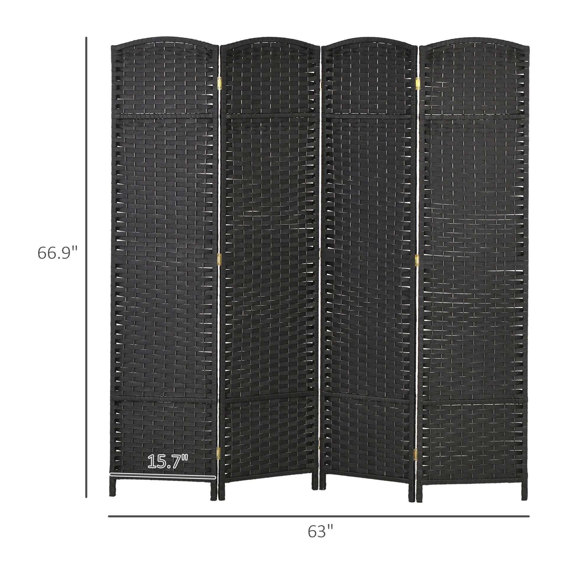 Privacy Screen HOMCOM Room Divider, 4 Panel Folding Privacy Screen, 5.6' Tall Freestanding Partition for Home Office, Bedroom, Black,Outdoor Privacy Screen
