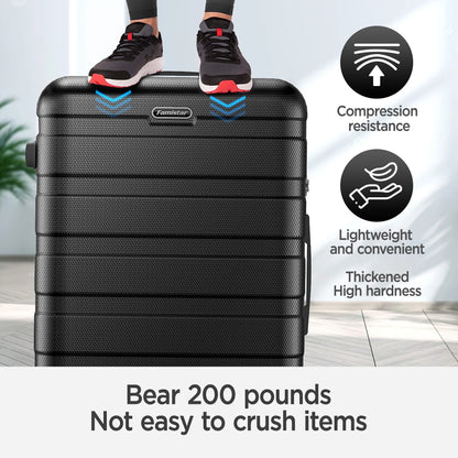 11Pcs Luggage Sets, ABS Hardshell Suitcase w/Dual 360° Spinner Wheels & TSA Lock, Lightweight Durable Hardside Carry on Luggage for Travel, Deep Black