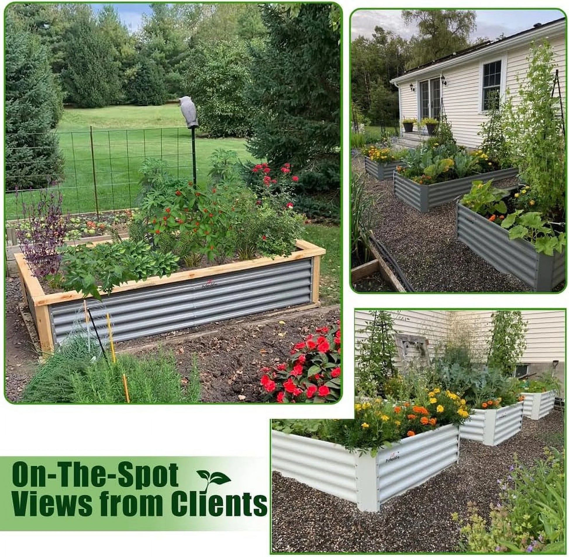 TRAMULL 2 Pack 8x3x1ft Metal Galvanized Raised Garden Bed for Vegetables Flowers Ground Planter Box (Gray)