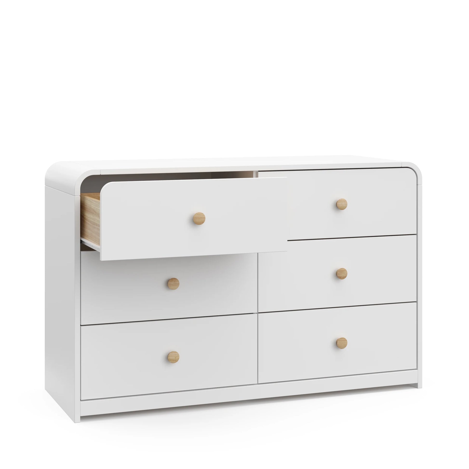 Storkcraft Santos 6 Drawer Nursery Double Dresser, White