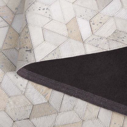 SAFAVIEH Studio Leather June Geometric Area Rug, Ivory/Silver, 8' x 10'