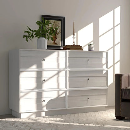 CozyHom 6 Drawers Dresser For Bedroom, Dressers Chest for Home Office, Wood Storage Cabinet for Living Room Hallway Closet, White