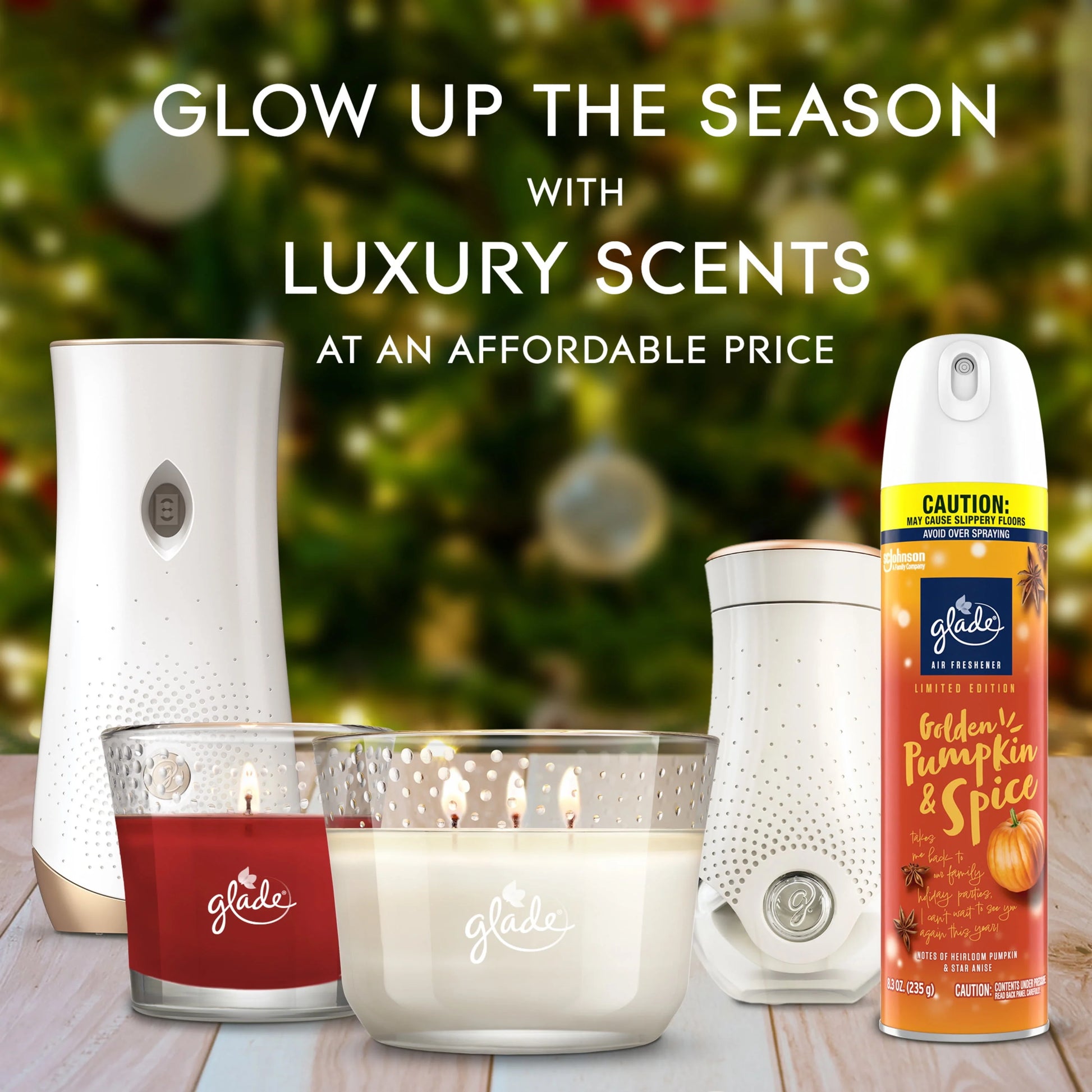 Glade 1 Wick Scented Candle, Golden Pumpkin & Spice, Fragrance Infused with Essential Oils, 3.4 oz