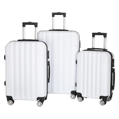 Tcbosik Multifunctional Luggage Set with Spinner Wheels, Large Capacity Travel Rolling Suitcases, ABS Carry-on Luggage, 20"/24"/28" (White, 3 Piece Set)