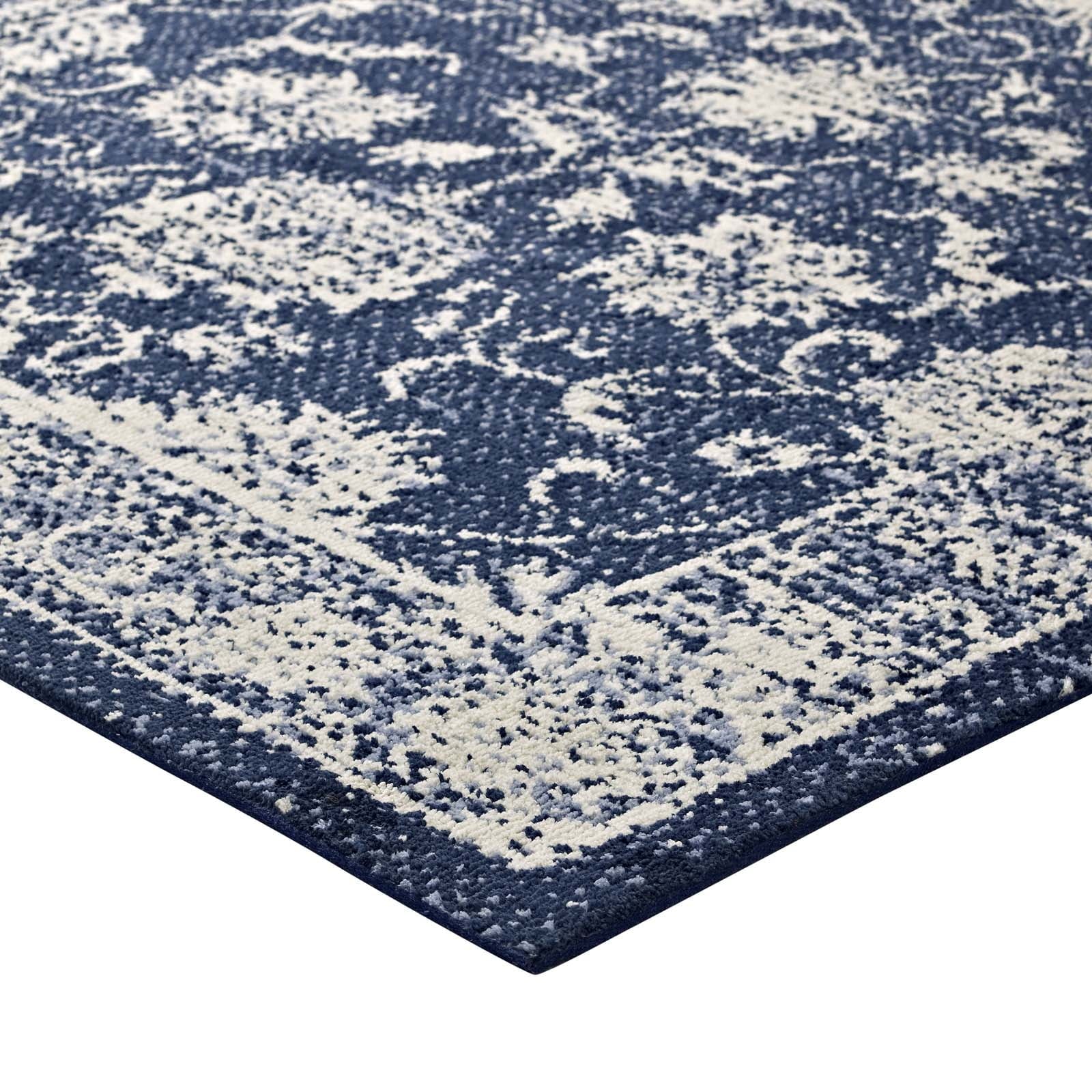 Modway Kazia Distressed Floral Lattice 8x10 Area Rug in Dark Gray and Ivory