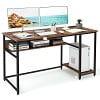Gymax 55'' Computer Desk Home Office PC Workstation w/Power Outlets & USB Ports Black