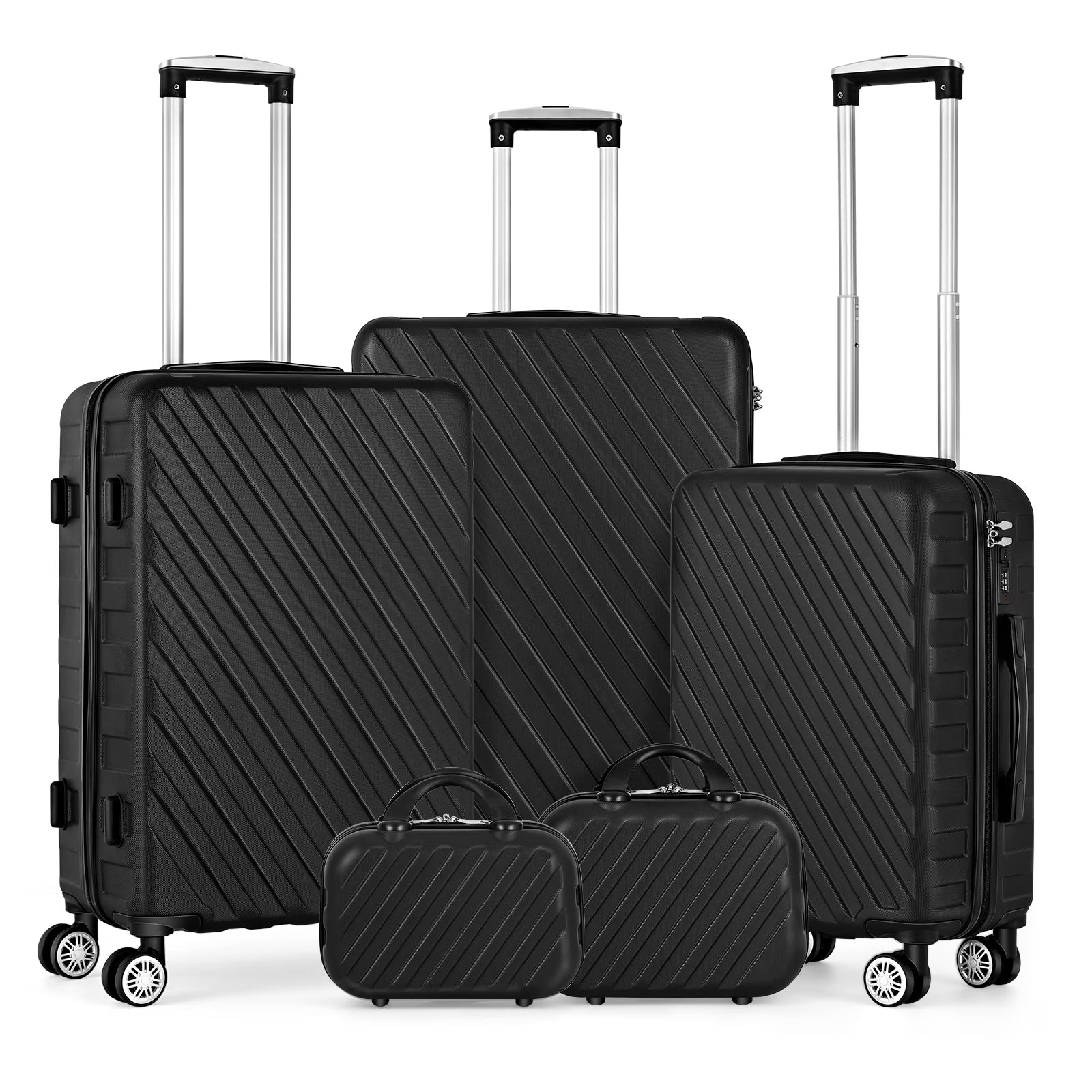 Hikolayae Crossroad Collection Hardside Spinner Luggage Sets in Beige, 5 Piece - TSA Lock
