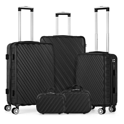 Hikolayae Crossroad Collection Hardside Spinner Luggage Sets in Beige, 5 Piece - TSA Lock