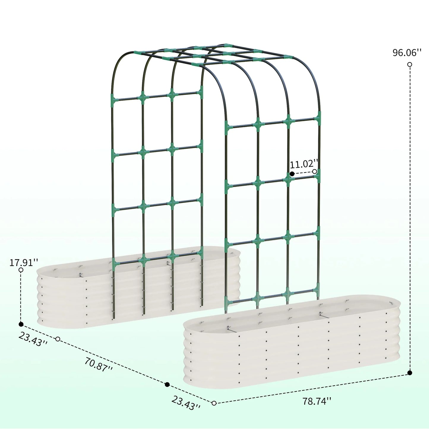 Riedhoff Raised Garden Bed with 95" H Tall Arch Trellis for Climbing Vegetables Flowers,Green