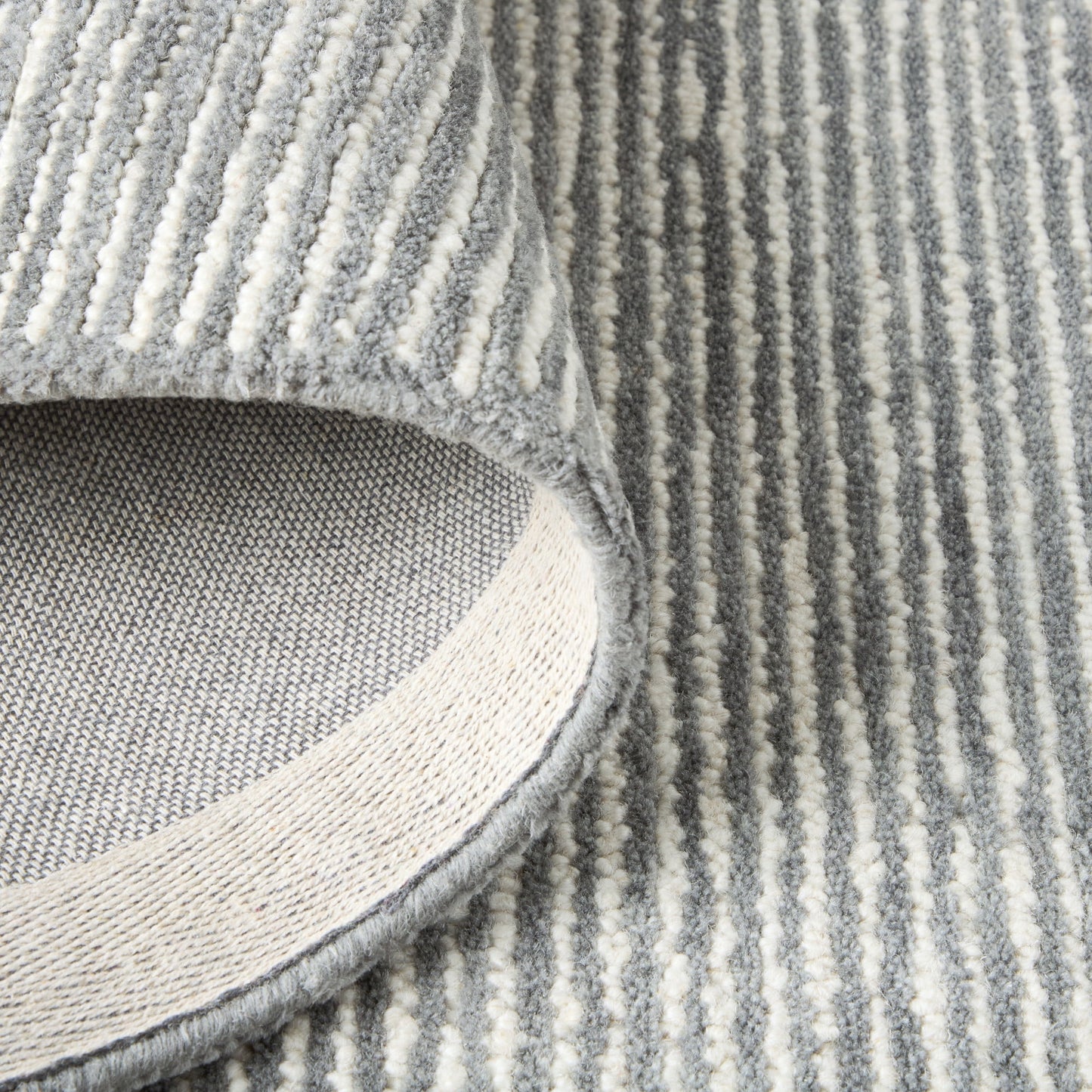 TOWN & COUNTRY LUXE Rita Ribbed Textured Hand Tufted 100% Wool Area Rug, Grey/Blue/Ivory, 5'x7'