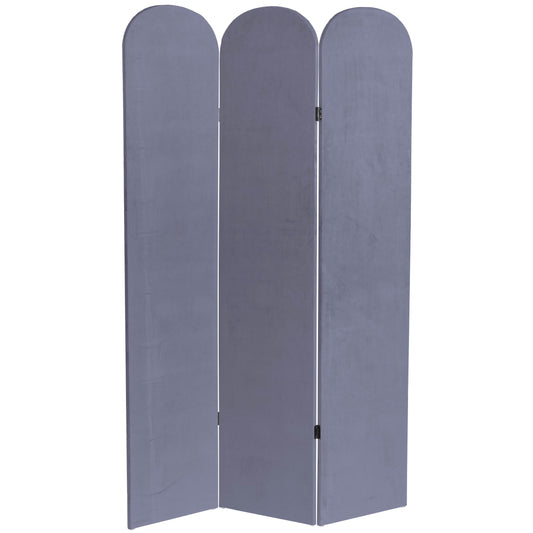 6 ft. Classic Arch Velvet Room Divider Lilac 3 Panel