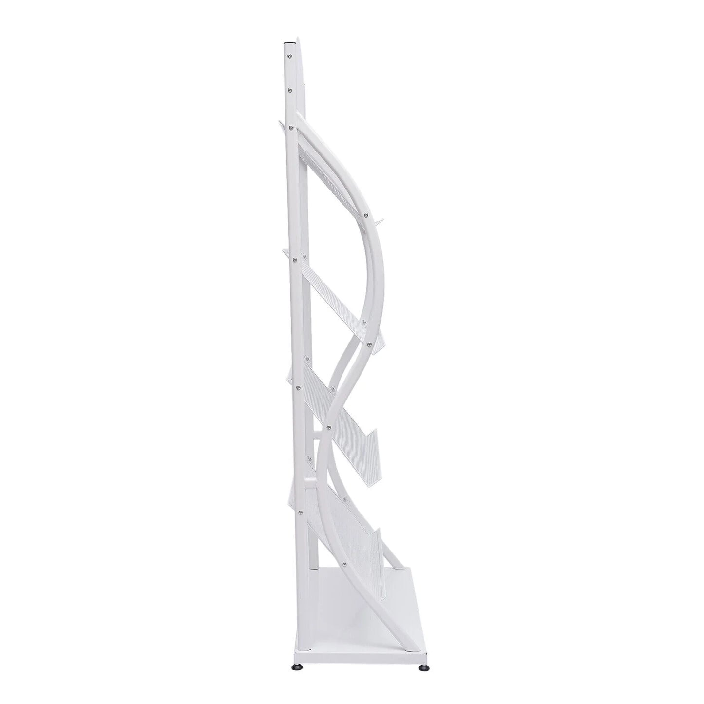 4-Layer Floor-Standing Magazine Display Rack Newspaper Book Storage Rack White 4 Tiers Floor-Standing Magazine Rack Information Storage