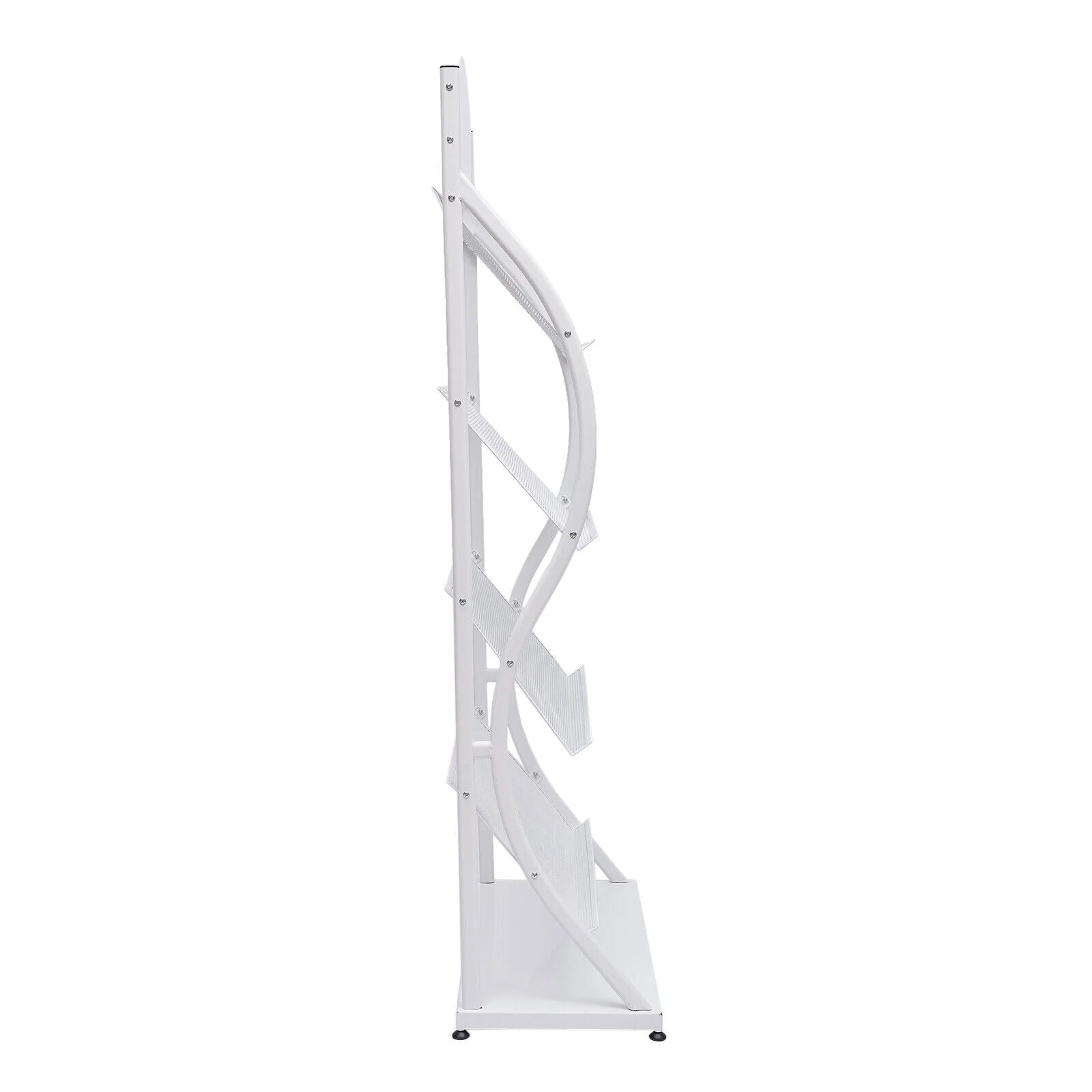 4-Layer Floor-Standing Magazine Display Rack Newspaper Book Storage Rack White 4 Tiers Floor-Standing Magazine Rack Information Storage