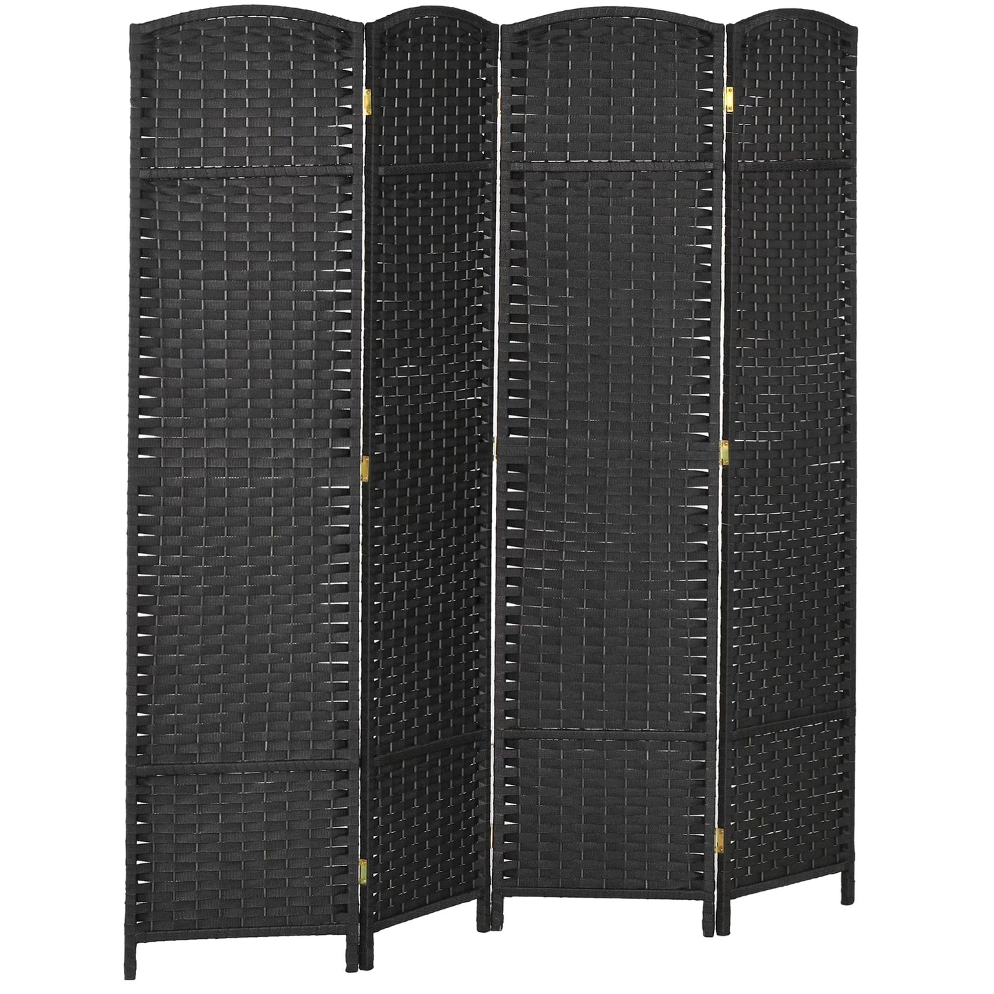 Privacy Screen HOMCOM Room Divider, 4 Panel Folding Privacy Screen, 5.6' Tall Freestanding Partition for Home Office, Bedroom, Black,Outdoor Privacy Screen