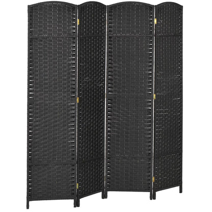 Privacy Screen HOMCOM Room Divider, 4 Panel Folding Privacy Screen, 5.6' Tall Freestanding Partition for Home Office, Bedroom, Black,Outdoor Privacy Screen