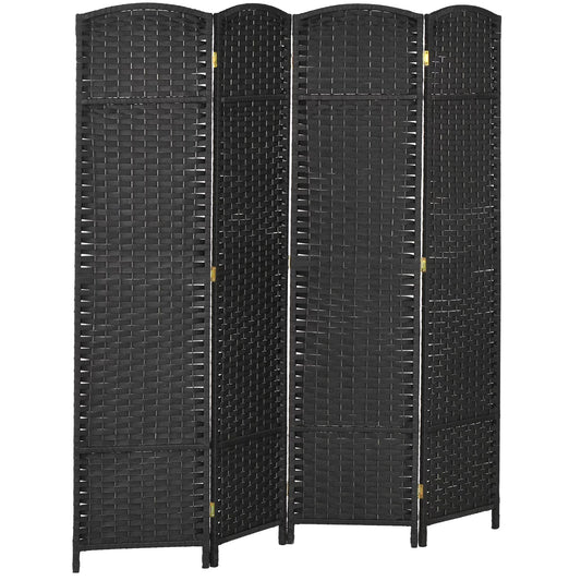 Privacy Screen HOMCOM Room Divider, 4 Panel Folding Privacy Screen, 5.6' Tall Freestanding Partition for Home Office, Bedroom, Black,Outdoor Privacy Screen