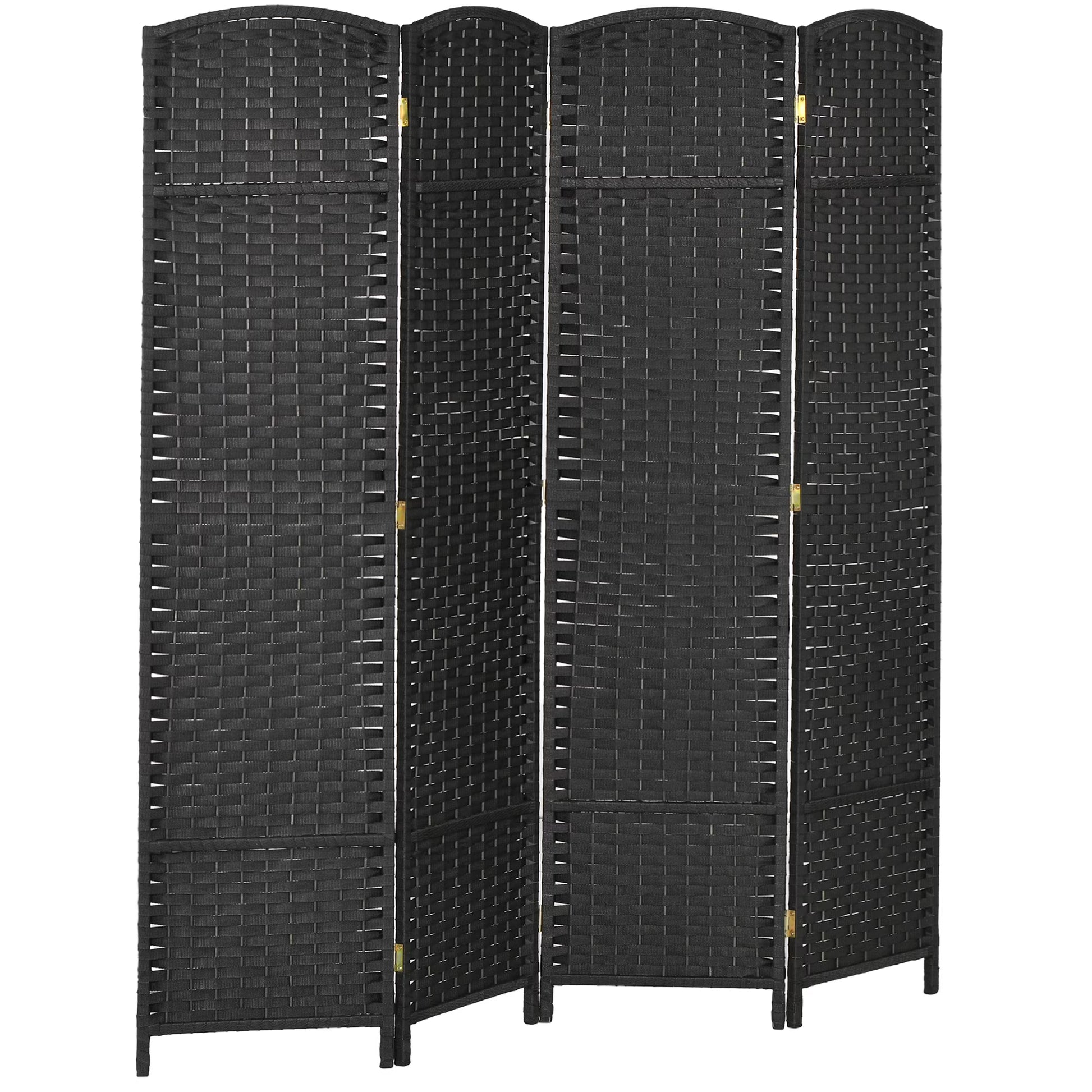 Privacy Screen HOMCOM Room Divider, 4 Panel Folding Privacy Screen, 5.6' Tall Freestanding Partition for Home Office, Bedroom, Black,Outdoor Privacy Screen