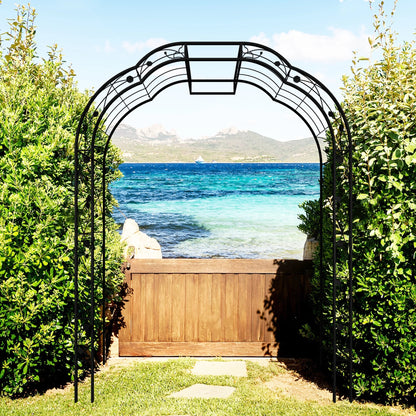 74"x98" Metal Garden Arch Arbor Trellis for Climbing Plants Roses Outdoor Décor White