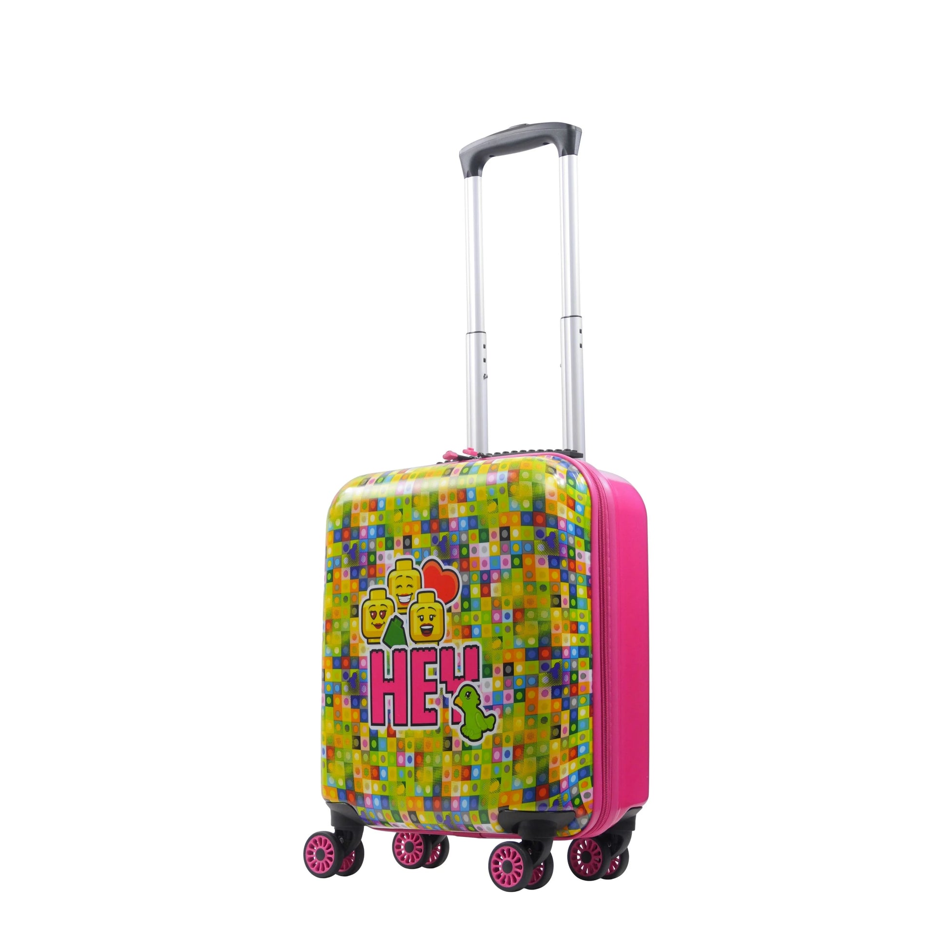 LEGO 18 Inch Kids Rolling Luggage, Play Date Hardshell Carry On Suitcase with Spinner Wheels, Multi