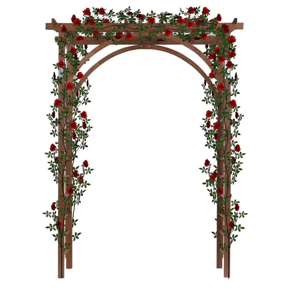 Ktaxon Outdoor Wooden Garden Arbor for Climbing Plants-84.65" H, Wood, Brown