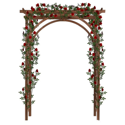 Ktaxon Outdoor Wooden Garden Arbor for Climbing Plants-84.65" H, Wood, Brown