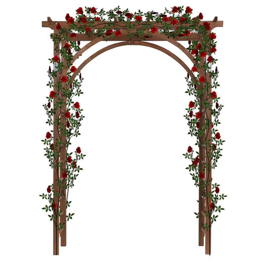Ktaxon Outdoor Wooden Garden Arbor for Climbing Plants-84.65" H, Wood, Brown