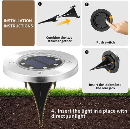 Solar Garden Lights Outdoor 16 LED In-ground Lights Landscape Lighting Stainless Steel Pathway Lights for Walkway Patio Yard Lawn Driveway Flowerbed Courtyard,(4 Pack)