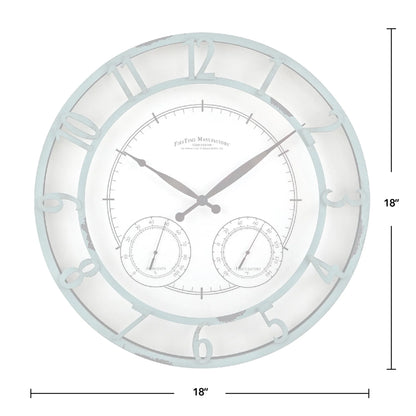 FirsTime & Co. Teal Laguna Outdoor Wall Clock, Farmhouse, Analog, 18 x 2 x 18 in