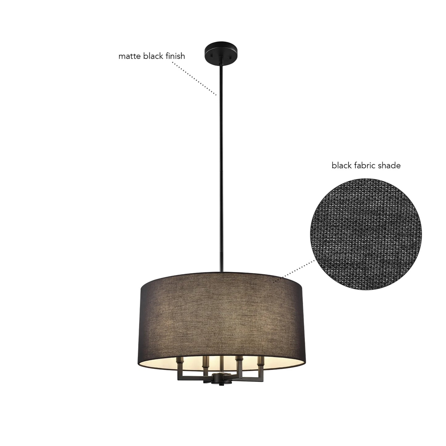 Globe Electric 60340 Emery 4 Light 20" Wide Drum Pendant - Black